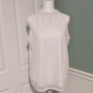 Olivia Blu White High Neck Sleeveless Tank Top Large